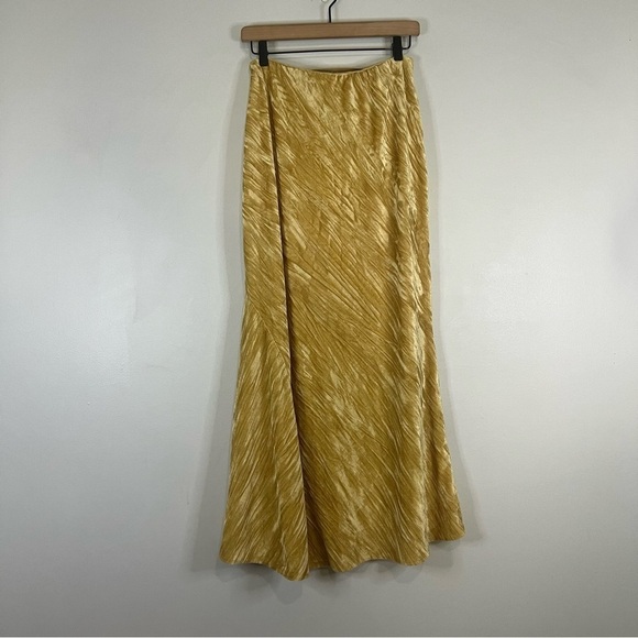FREE PEOPLE Sz small NOA VELVET MAXI SLIP SKIRT IN HAY THERE GOLD YELLOW - Picture 6 of 6